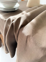 Brown Hemstitch Linen Tablecloth