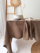 Brown Hemstitch Linen Tablecloth