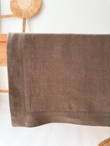 Brown Hemstitch Linen Tablecloth