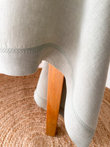Sage Green Hemstitch Linen Tablecloth