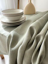 Sage Green Hemstitch Linen Tablecloth