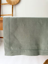 Sage Green Hemstitch Linen Tablecloth