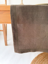 Brown Hemstitch Linen Table Runner