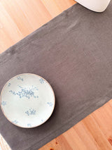 Brown Hemstitch Linen Table Runner