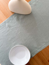 Sage Green Hemstitch Linen Table Runner