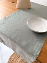 Sage Green Hemstitch Linen Table Runner