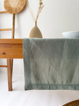Sage Green Hemstitch Linen Table Runner