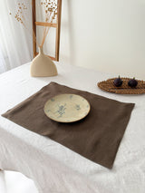 Double Layer Brown Linen Placemat with Stitch Edges