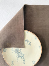 Double Layer Brown Linen Placemat with Stitch Edges
