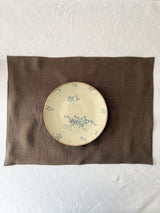 Double Layer Brown Linen Placemat with Stitch Edges