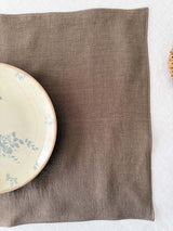 Double Layer Brown Linen Placemat with Stitch Edges