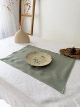 Double Layer Sage Green Linen Placemat with Stitch Edges