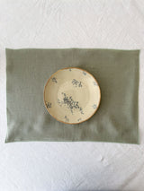 Double Layer Sage Green Linen Placemat with Stitch Edges