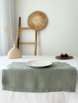 Sage Green Hemstitch Linen Placemat
