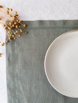 Sage Green Hemstitch Linen Placemat