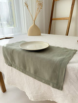 Sage Green Hemstitch Linen Placemat