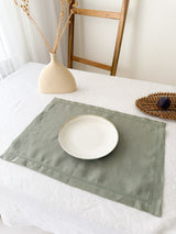 Sage Green Hemstitch Linen Placemat