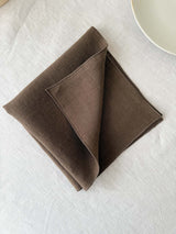 Brown Washed Linen Napkins with Stitch Edges