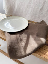 Brown Washed Linen Napkins with Stitch Edges