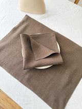 Brown Washed Linen Napkins with Stitch Edges