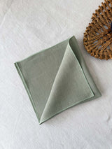 Sage Green Washed Linen Napkins with Stitch Edges