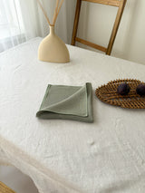 Sage Green Washed Linen Napkins with Stitch Edges