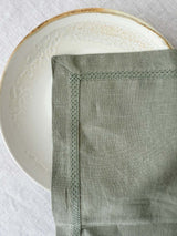 Sage Green Hemstitch Linen Napkin
