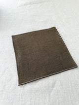 Brown Linen Coasters with Stitch Edges - set of 4