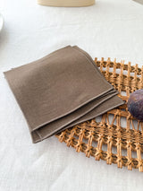 Brown Linen Coasters with Stitch Edges - set of 4