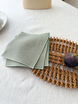 Sage Green Linen Coasters with Stitch Edges - set of 4