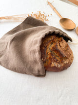 Brown Linen Bread Bag