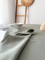 Sage Green Round Linen Tablecloth with Hemstitch