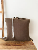 Brown Drawstring Linen Laundry Bag