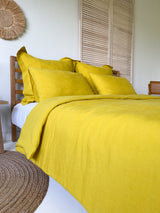 Yellow Washed Linen Bedding Set