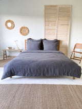 Dark Gray Linen Duvet Cover