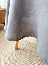 Dark Grey Round Linen Tablecloth with Hemstitch