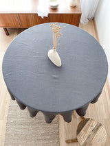 Dark Grey Round Linen Tablecloth with Hemstitch