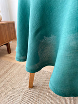 Dark Green Round Linen Tablecloth with Hemstitch
