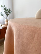 Tan Round Linen Tablecloth with Hemstitch