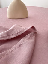 Dusty Pink Round Linen Tablecloth with Hemstitch
