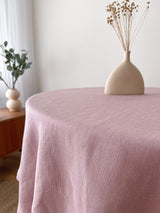Dusty Pink Round Linen Tablecloth with Hemstitch