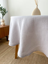 Light Grey Round Linen Tablecloth with Hemstitch