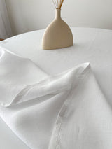 White Round Linen Tablecloth with Hemstitch