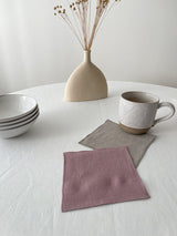 Dusty Pink Linen Coasters with Stitch Edges - set of 4