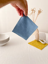 Light Blue Linen Coasters with Stitch Edges - set of 4