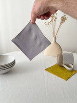 Light Grey Linen Coasters with Stitch Edges - set of 4