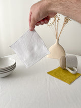White Linen Coasters with Stitch Edges - set of 4