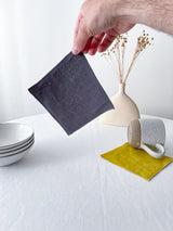 Dark Grey Linen Coasters with Stitch Edges - set of 4