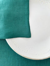 Double Layer Dark Green Linen Placemat with Stitch Edges