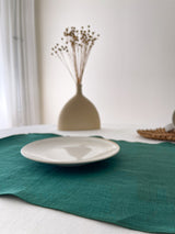 Double Layer Dark Green Linen Placemat with Stitch Edges